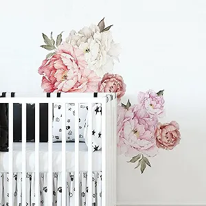 Наклейка на стіну WandSticker4U Півонії Квіти XXL самоклеюча Набір 6 шт. Рожевий/Білий synthetic.ua - Фото 1