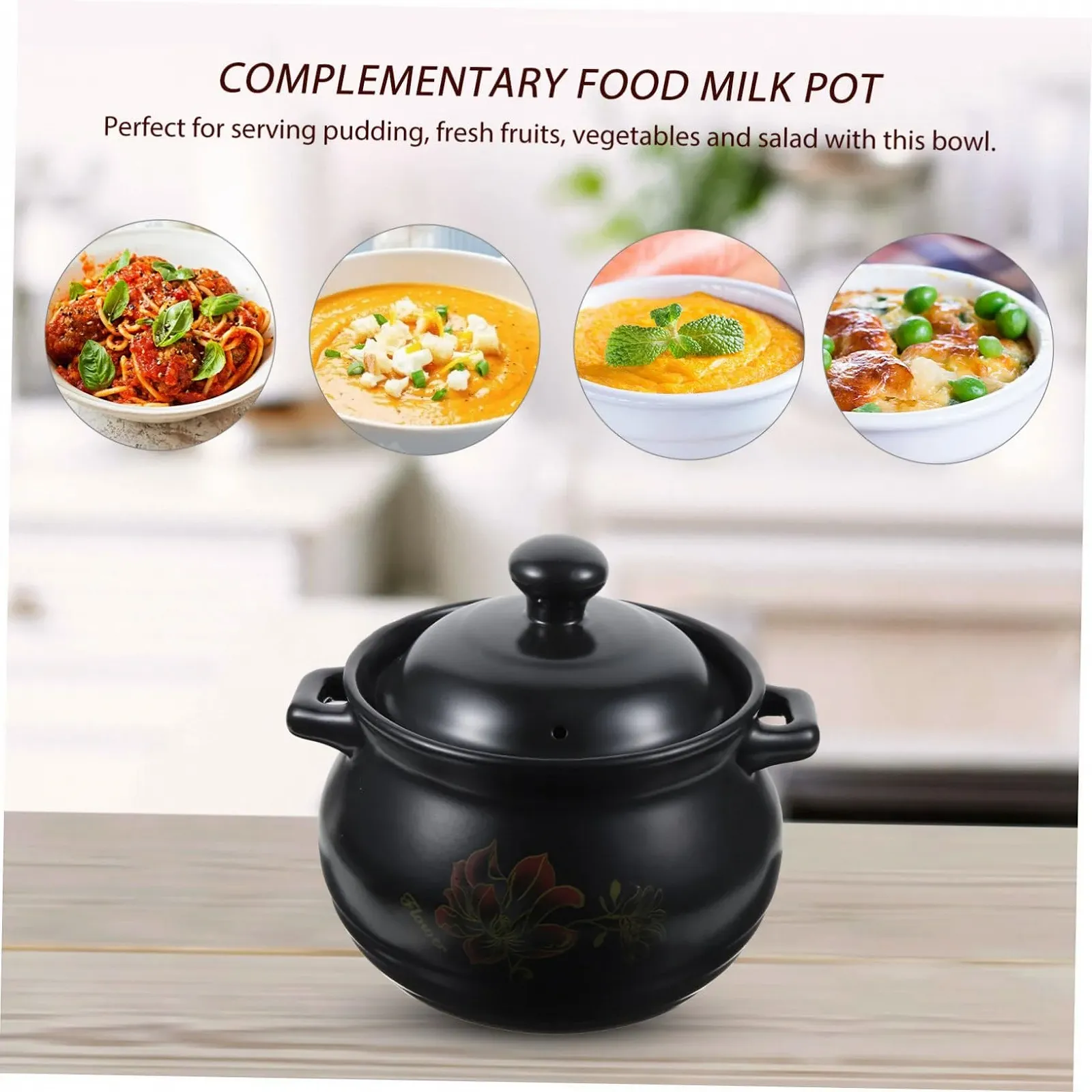 Керамическая кастрюля Mobestech 2 л жаропрочная Черная, фото №5