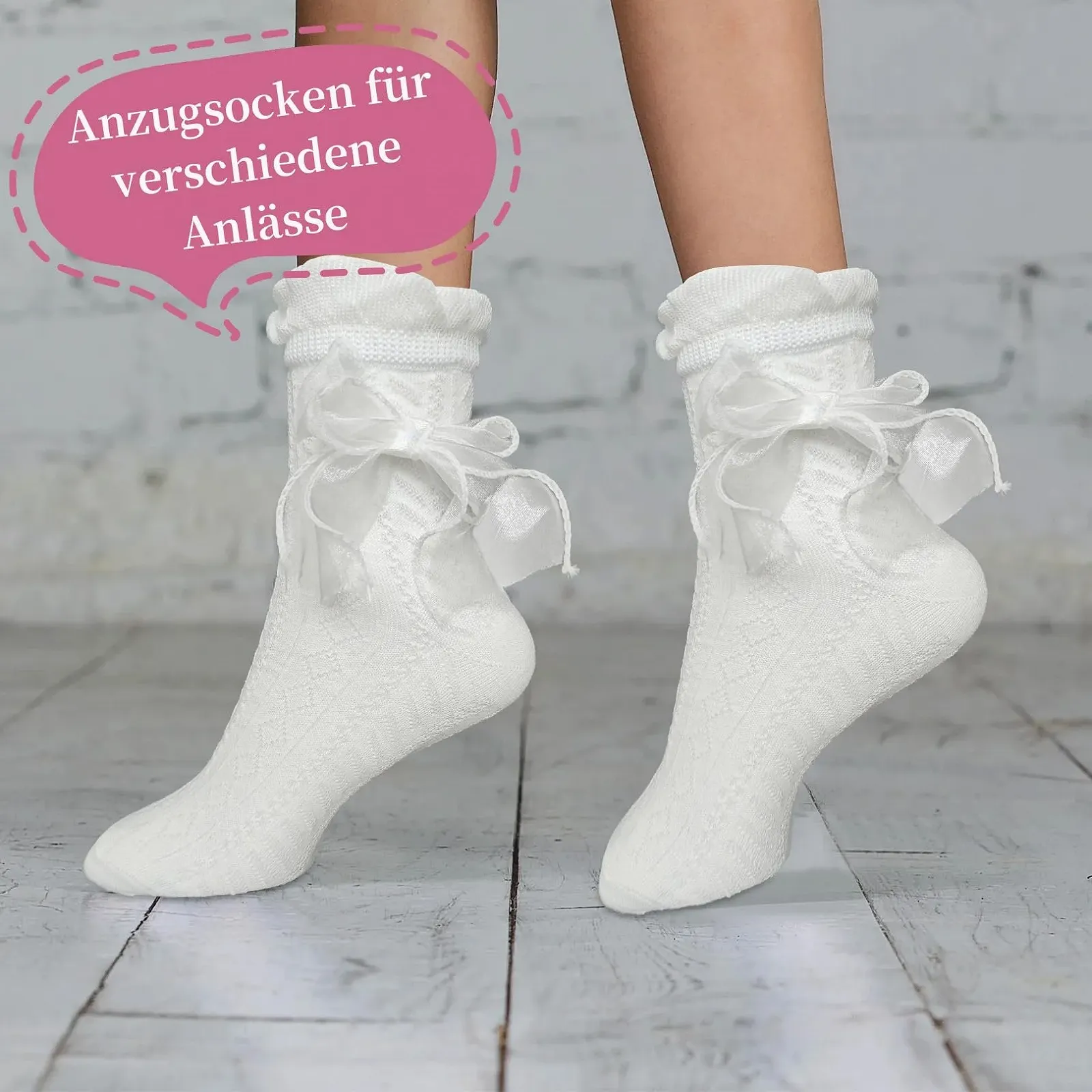 Жіночі шкарпетки з рюшами Білий Колір, Набір 3 шт, фото №4