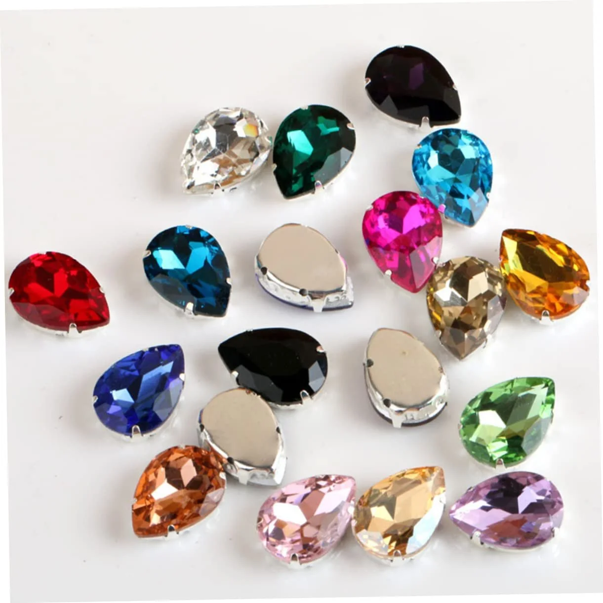 Стразы Пришивные Operitacx Капля 50 шт. Хрустальные Стеклянные Стразы с Когтями для Пришивания, фото №6