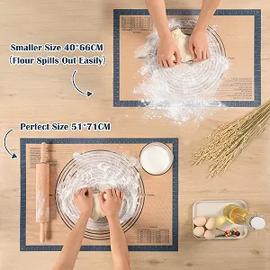 Килимок для випікання SUPER KITCHEN XXL 71 x 51 см 0.7 мм Нековзкий Антипригарний з ножем для тіста Сірий synthetic.ua - Фото 1