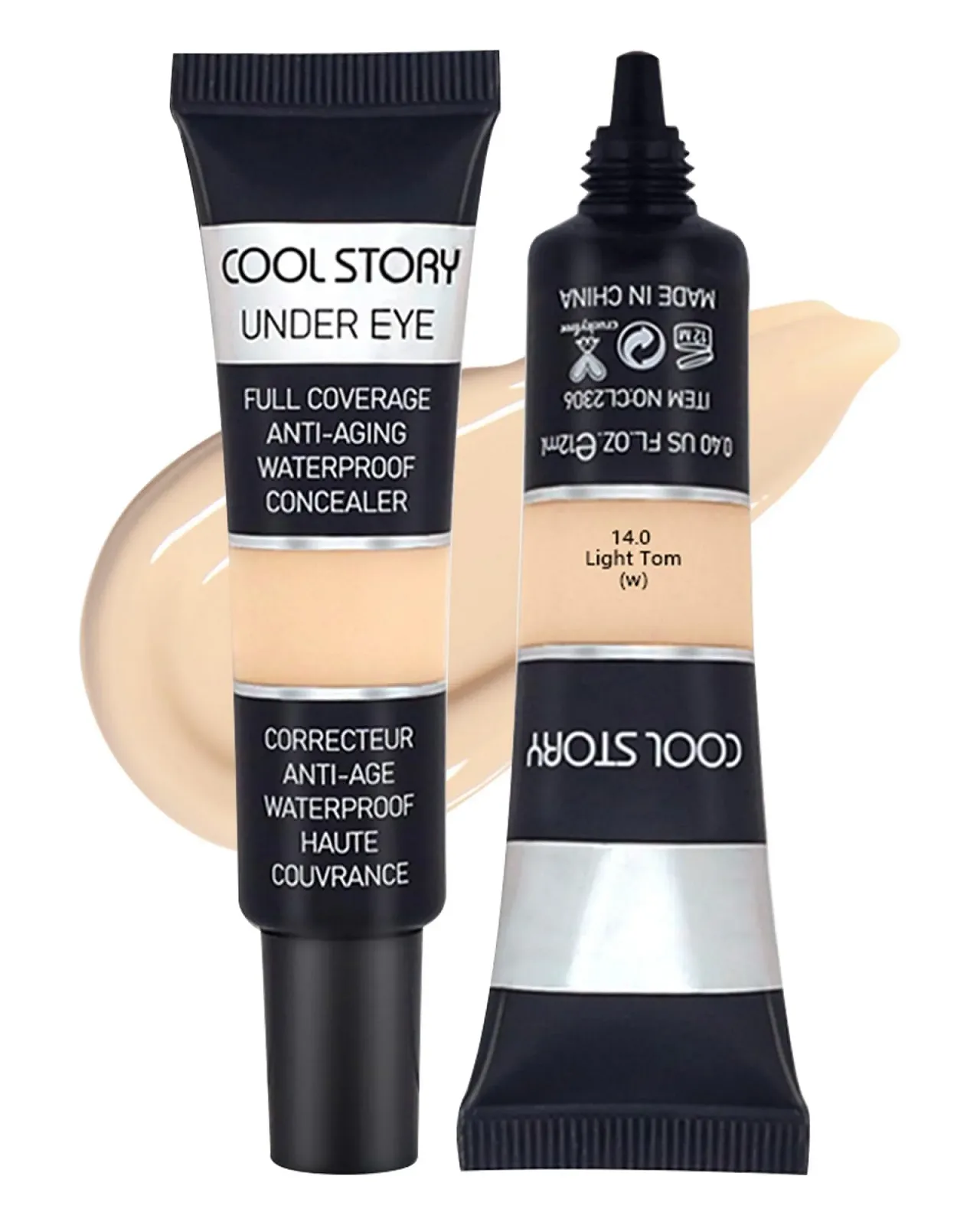 Консилер Жидкий 2шт High Coverage Face Concealer, Под Глаза, Жидкий Макияж, Стойкое Покрытие, Натуральный Финиш, Корректор Цвета - Light W, фото №1