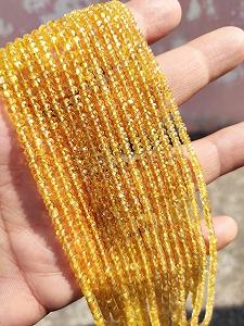 Бусины Круглые Сапфир/Songiya гладкие 3-3,5 мм желтого цвета - Фото 1