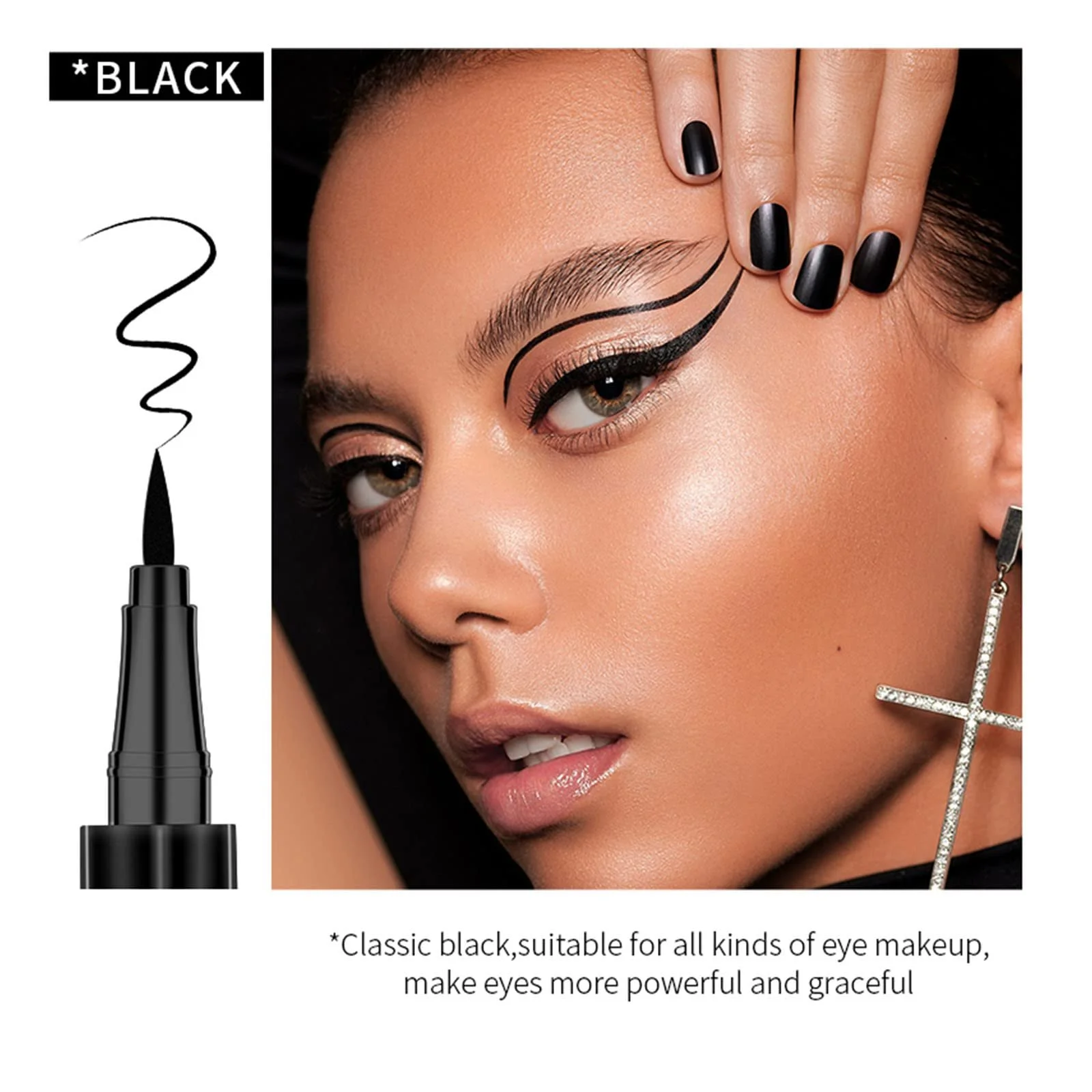 Подводка для глаз MAKEUP Жидкая Стойкая Водостойкая Carbon Black, фото №5