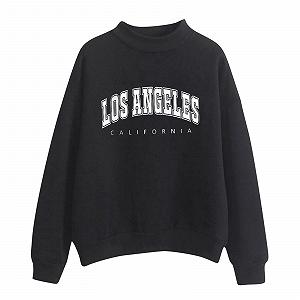 Женский Пуловер Los Angeles Аниме эстетический круглый вырез принт буквы колледжа однотонный свободный крой зима осень - Фото 1