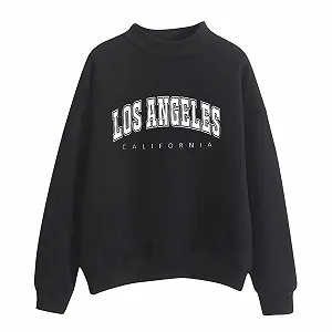 Женский Пуловер Los Angeles Аниме эстетический круглый вырез принт буквы колледжа однотонный свободный крой зима осень - Фото 1