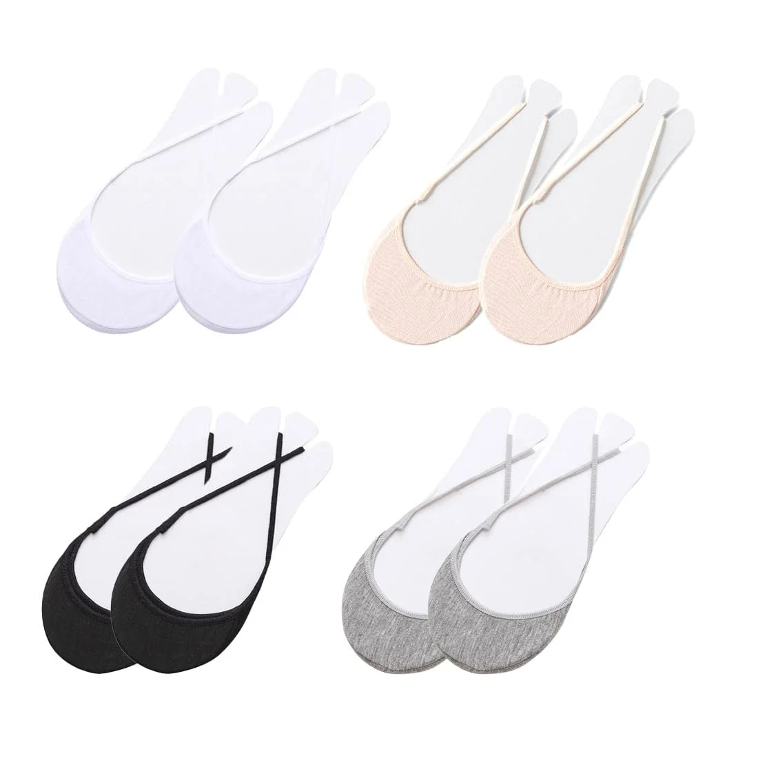 Шкарпетки жіночі без сліду для балеток, дихаючі півшкарпетки для босоніжок, 4 пари, фото №1