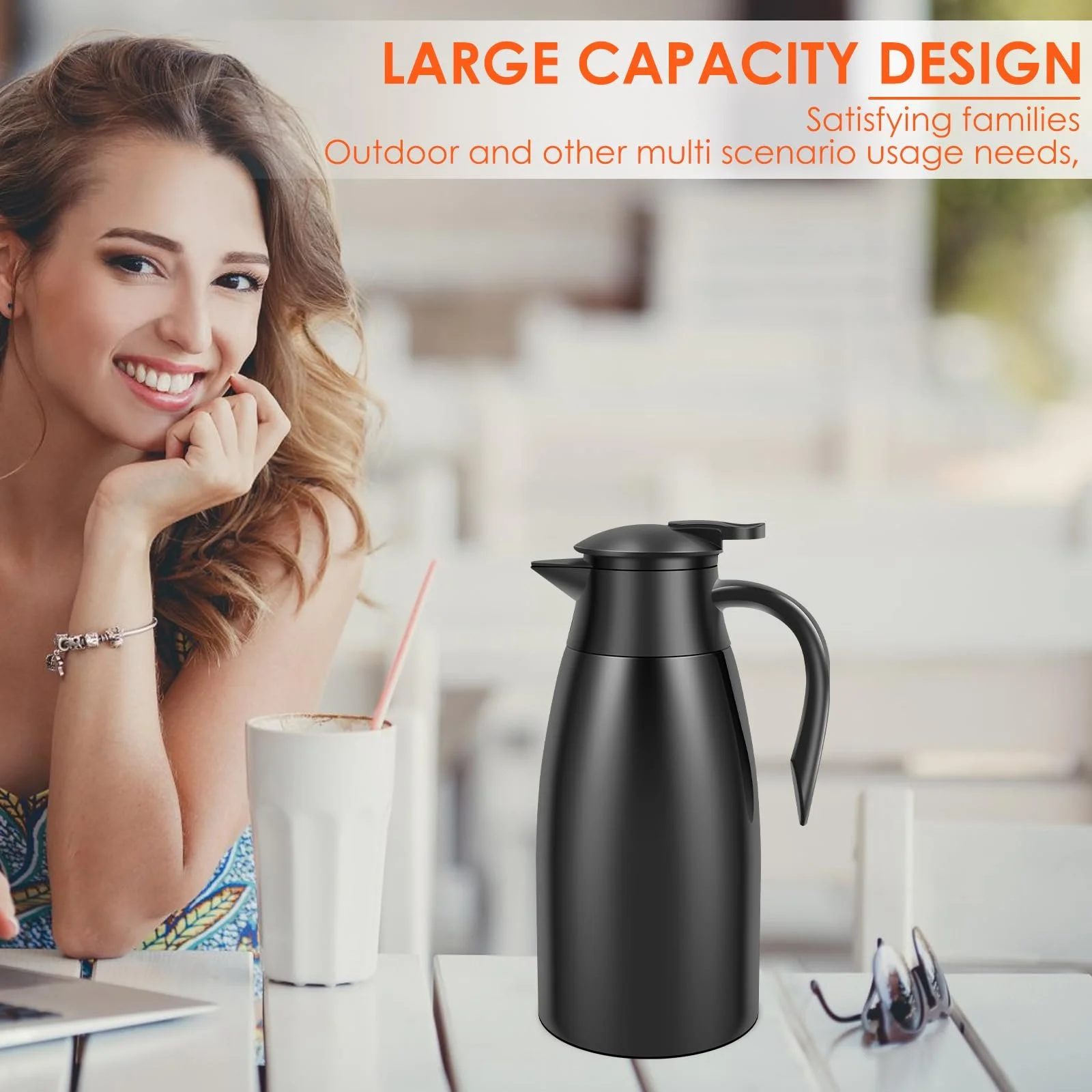 Термос-кавник з нержавіючої сталі 304, 2 літри, для кави, термос, 20-24 години, фото №5