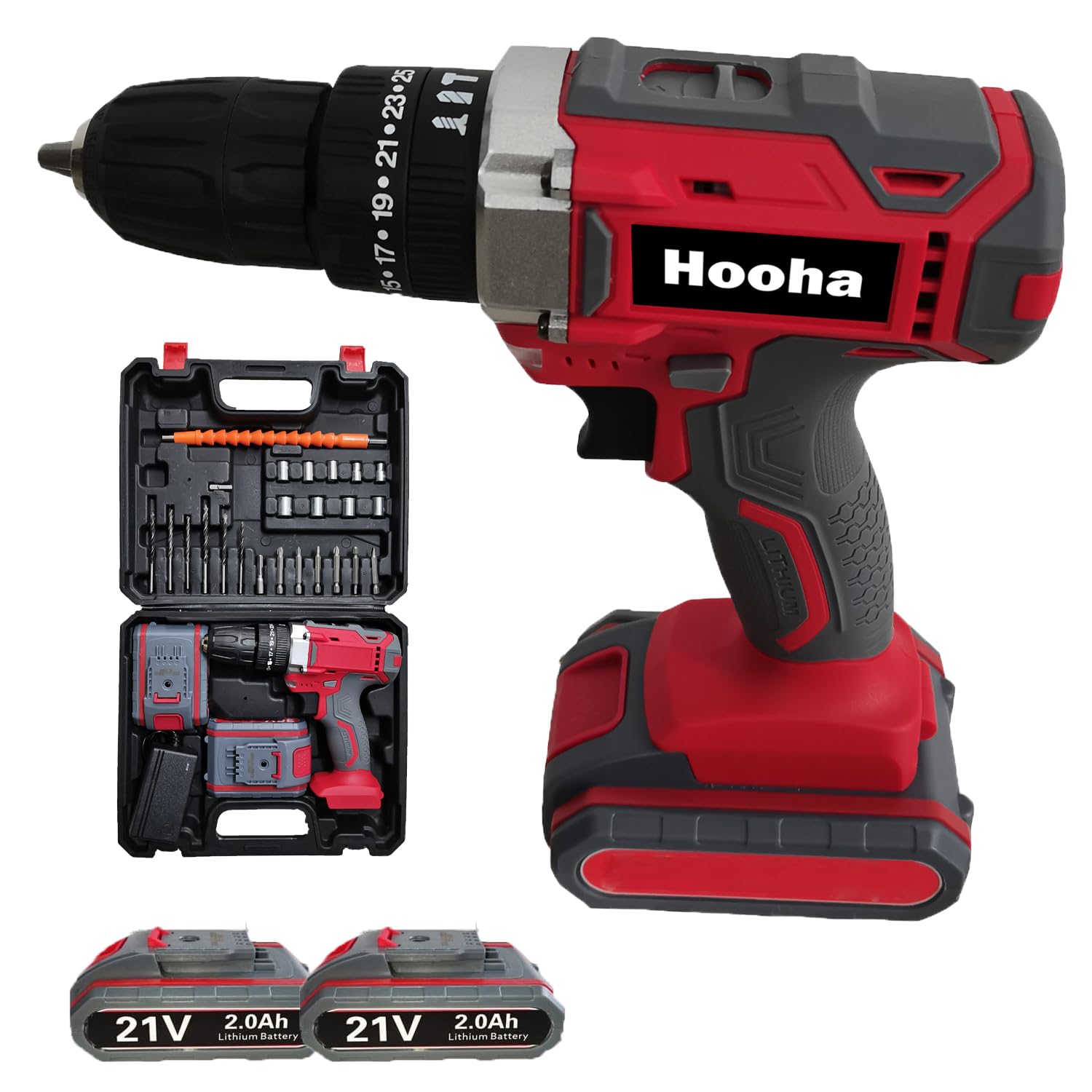 Шурупокрут Hooha Akkubohrer Set 21V Змінна швидкість Світлодіод, фото №1
