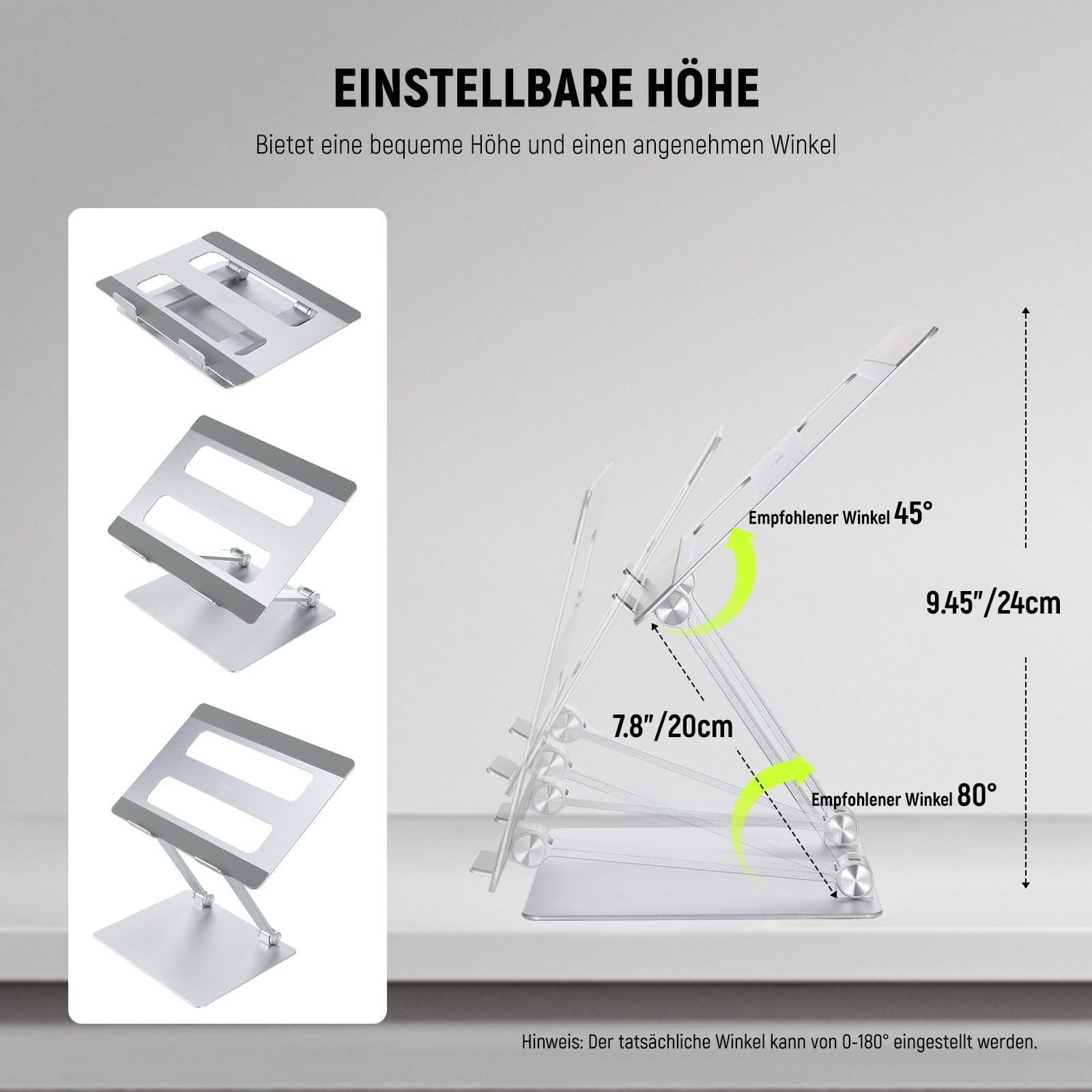 Підставка для ноутбука Регульована по висоті, складана, легка з алюмінієвого сплаву, фото №2