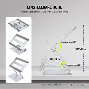 Подставка для ноутбука Регулируемая по высоте, складная, легкая из алюминиевого сплава Подставка для ноутбука с грузоподъемностью 10 кг, эргономичная подставка для компьютера для всех ноутбуков/планшетов 10 - 17,3 дюймов, CP01S synthetic.ua - Фото 1