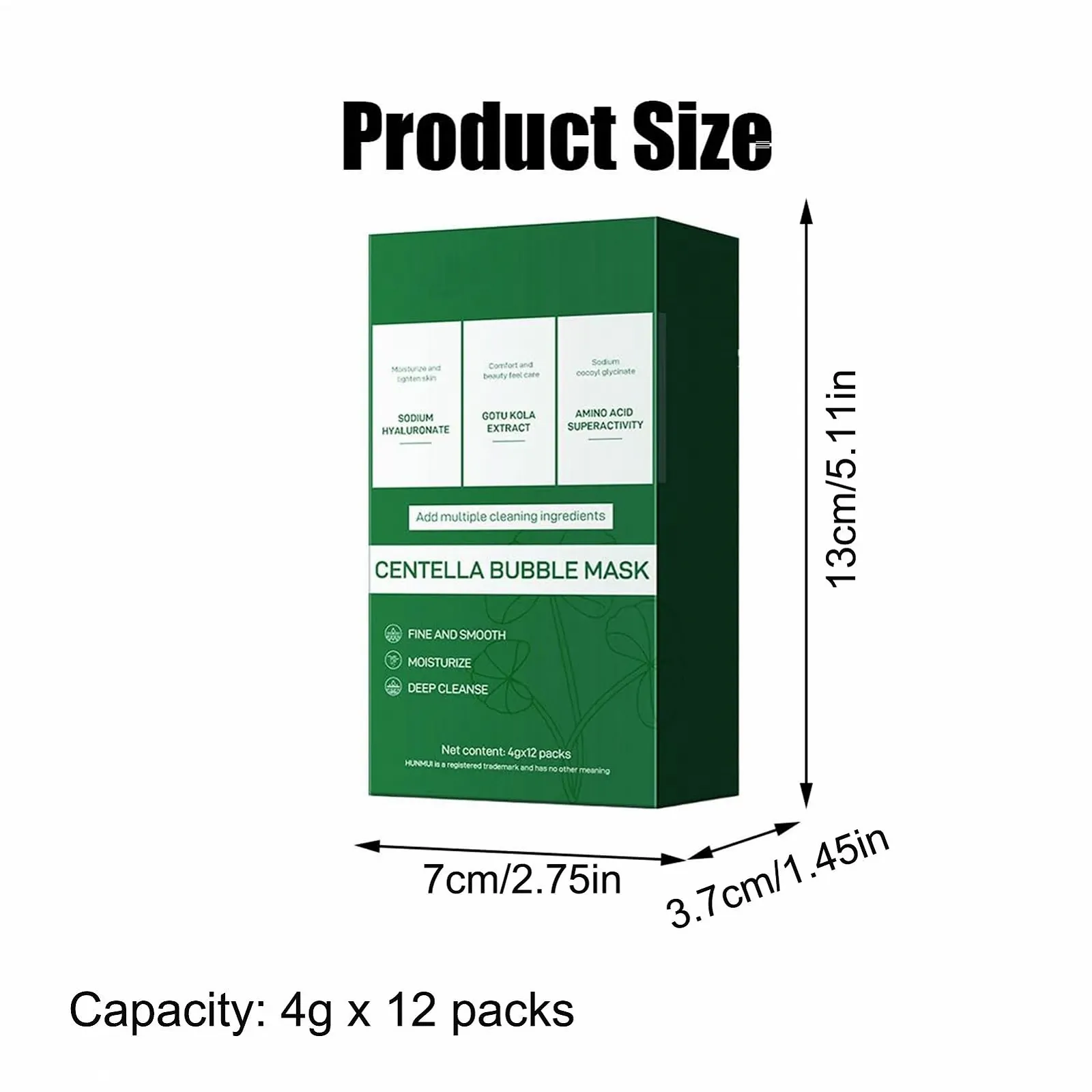 Пузырьковая маска для лица 12 x Натуральный увлажнитель, средство для очищения пор, укрепление и успокоение, глубокое осветление, освежающее очищение, для использования во время сна, фото №2