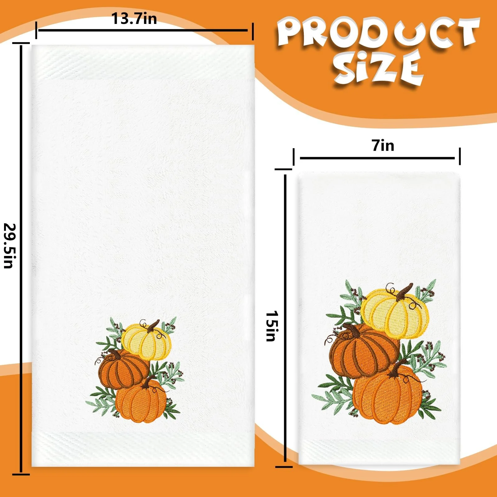 Рушники набір 2 шт. Embroidered Towel Stacked Pumpkin 75x34см, фото №2