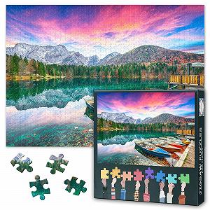 Пазли Захід сонця на озері Фузіне гора Мангарт 1000 елементів 70 x 50 см - Фото 1