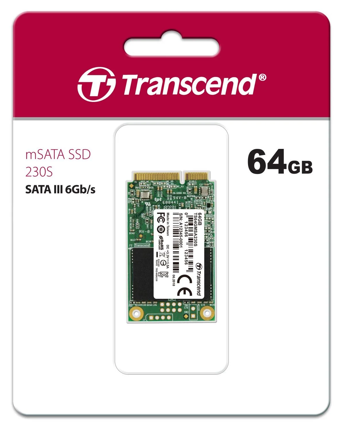 SSD-накопитель Transcend MSA230 64GB mSATA III 6Gb/s, фото №3