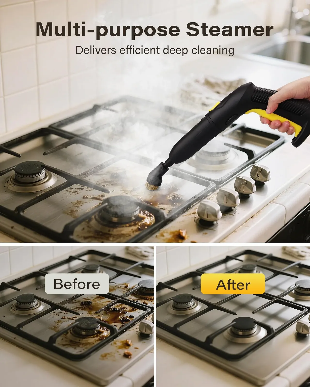 Пароочисник багатофункціональний KROQO 23 аксесуари 5 бар 160 °C 1.5 л 5 м кабель, фото №4