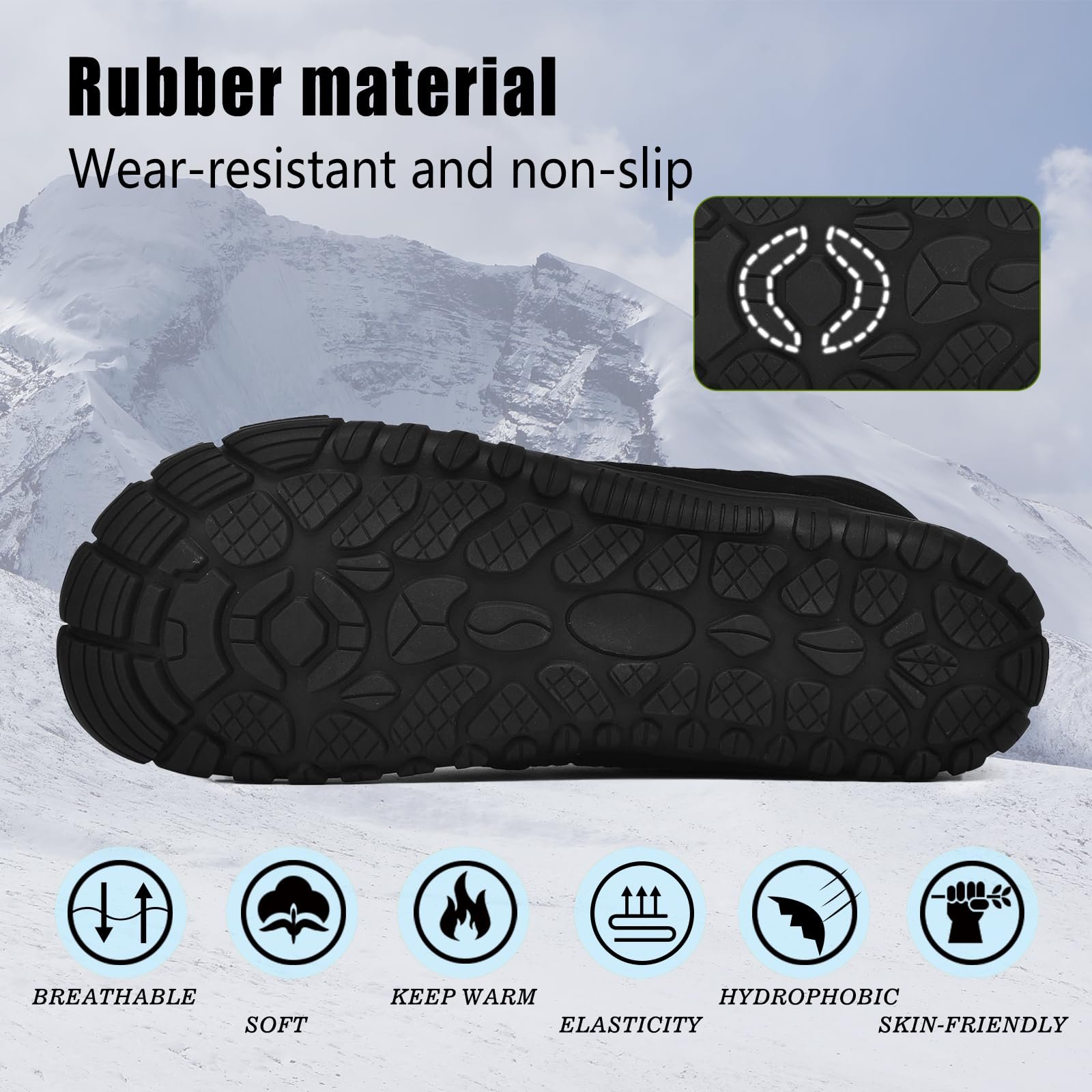 Зимние ботинки AONETIGER Barfußschuhe, утепленные, водонепроницаемые, для мужчин и женщин, удобные, легкие, зимние, для активного отдыха, хлопковые, противоскользящие, размер 37-48EU, фото №4