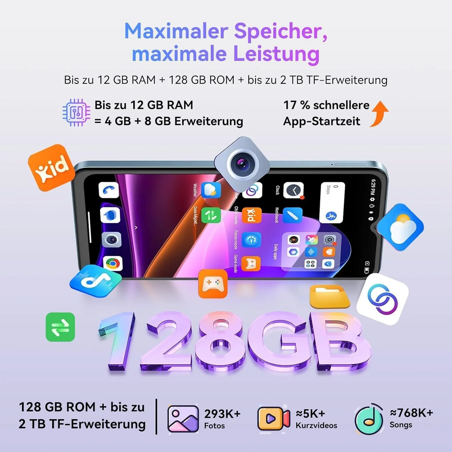 Мобильный телефон OSCAL Flat 2, 12 ГБ + 128 ГБ/2 ТБ TF, 6.56 дюймов HD+ 90Hz, 13 МП + 8 МП, 5000 мАч, Dual SIM/OTG/GPS/Fingerprint/Gemini, фото №5