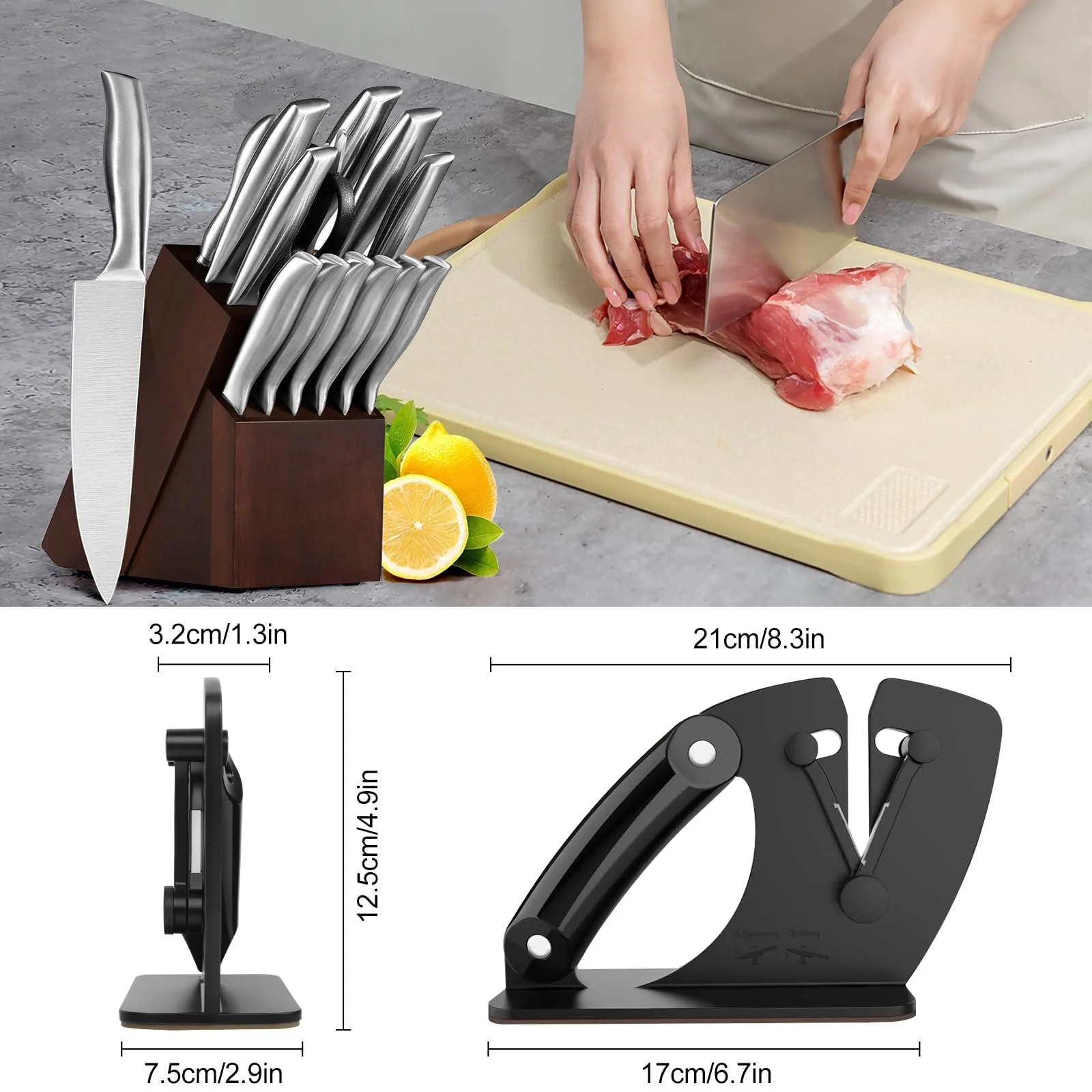 Точило для ножів та ножиць HNCY ручна регульована 22–46° чорна, фото №5