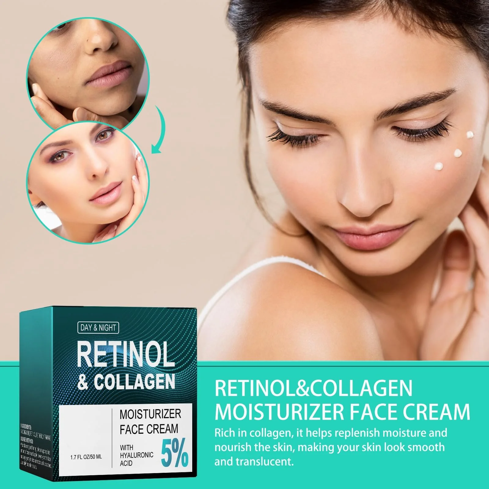 Зволожувальний крем для обличчя Retinol Anti-Ageing денний та нічний з ретинолом для жінок та чоловіків, фото №7 Зволожувальний крем для обличчя Retinol Anti-Ageing денний та нічний з ретинолом для жінок та чоловіків, фото №7