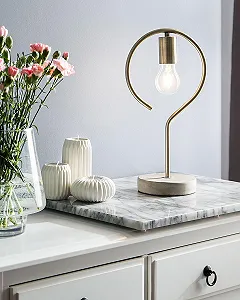 Настільна лампа Jucar Minimalist Open Lampshade Метал/Бетон Латунь synthetic.ua - Фото 1