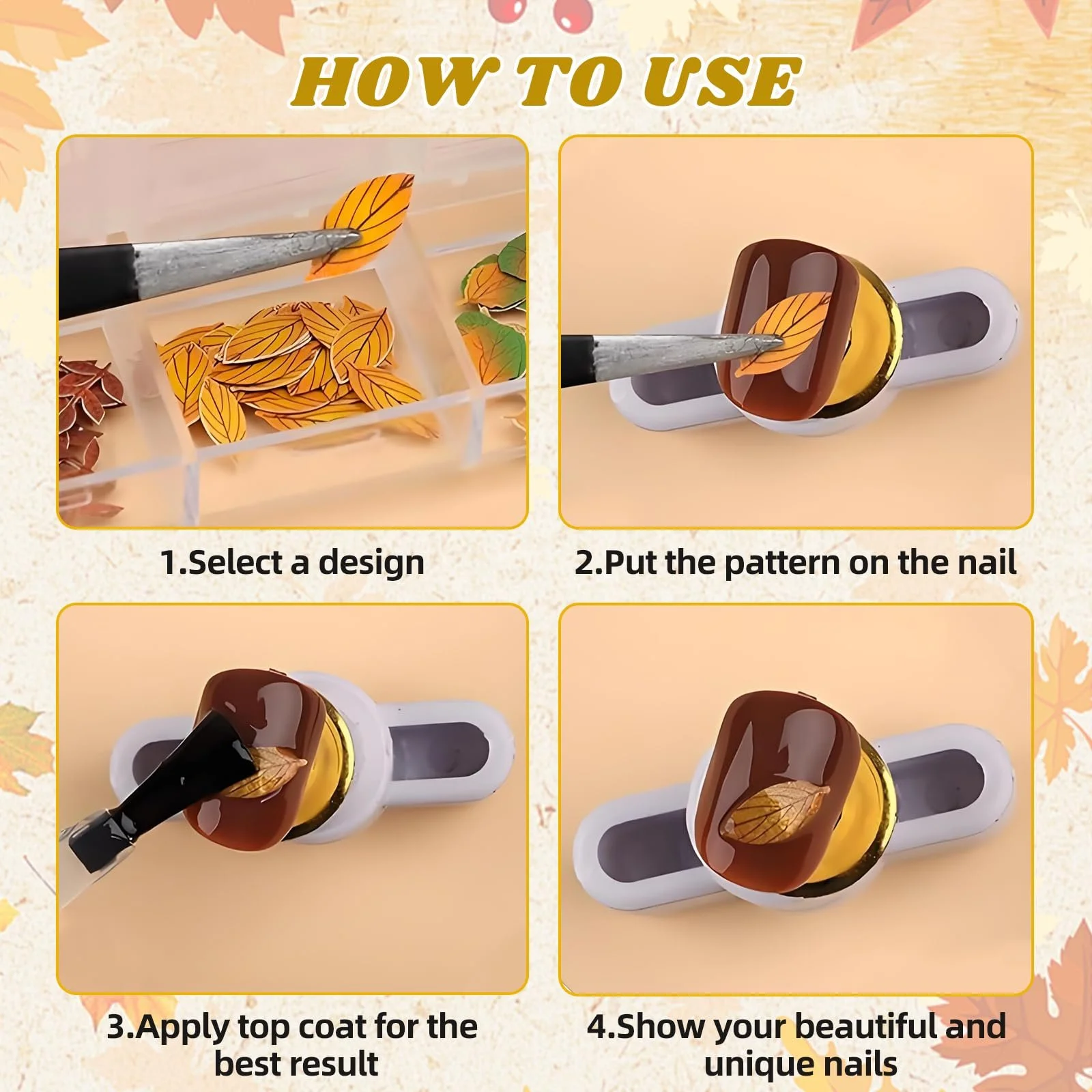 Декор для ногтей Autumn Falling Leaves 2 коробки 3D Glitter, фото №7