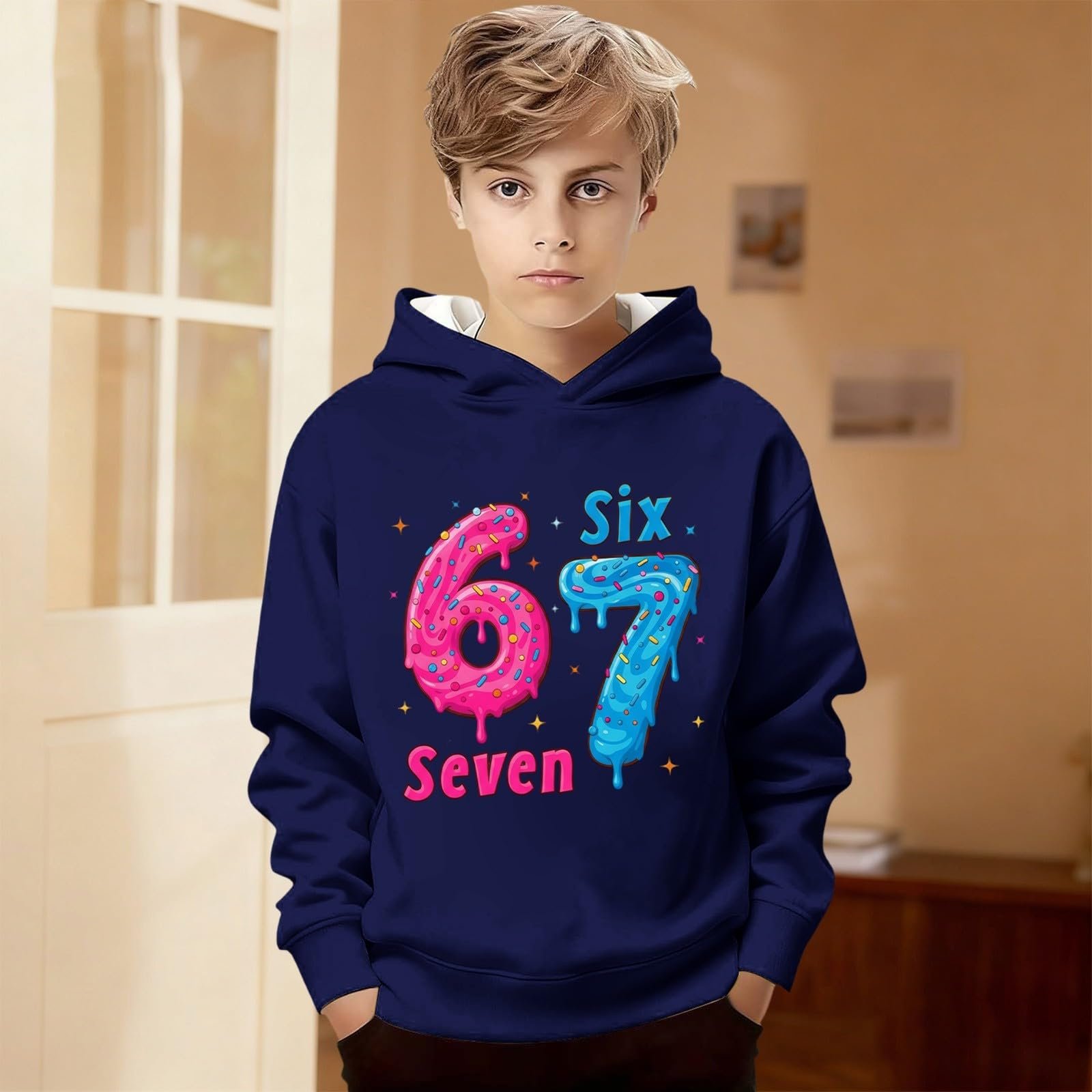 Худі з мемом 67 Y2K з довгими рукавами і принтом 67, фото №5