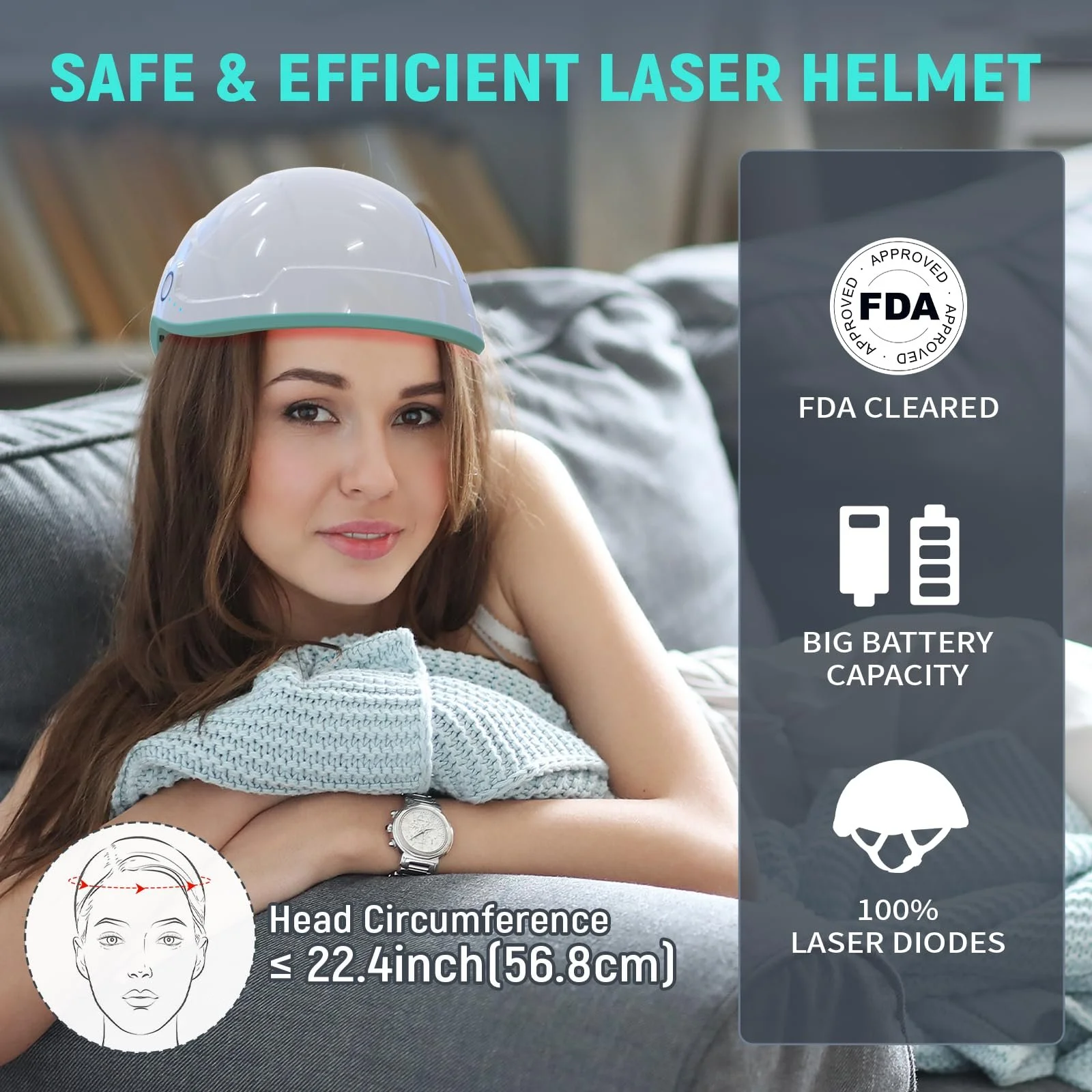 Шлем лазерний LLLT для росту волосся при випадінні волосся, фото №5