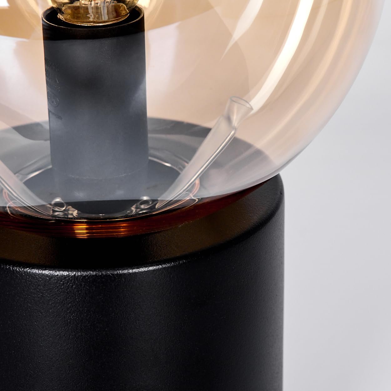 Настільна лампа HOFSTEIN Gastor метал / скло 15 см E14 Чорний/Бурштиновий/Прозорий, фото №6