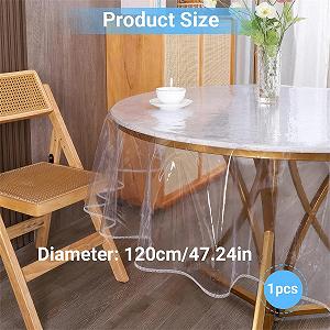 Скатертина кругла прозора PVC 120 см водонепроникна олієстійка мийна synthetic.ua - Фото 1