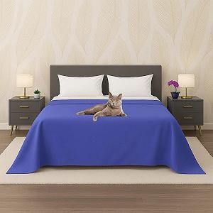 Покрывало Byour3 Хлопок 100% Легкое Двуспальное Односпальное Queen Size Прямоугольное Гипоаллергенное Прочная Накидка для Спальни Королевский Синий, Двуспальное - Фото 1