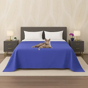 Покрывало Byour3 Хлопок 100% Легкое Двуспальное Односпальное Queen Size Прямоугольное Гипоаллергенное Прочная Накидка для Спальни Королевский Синий, Двуспальное - Фото 1