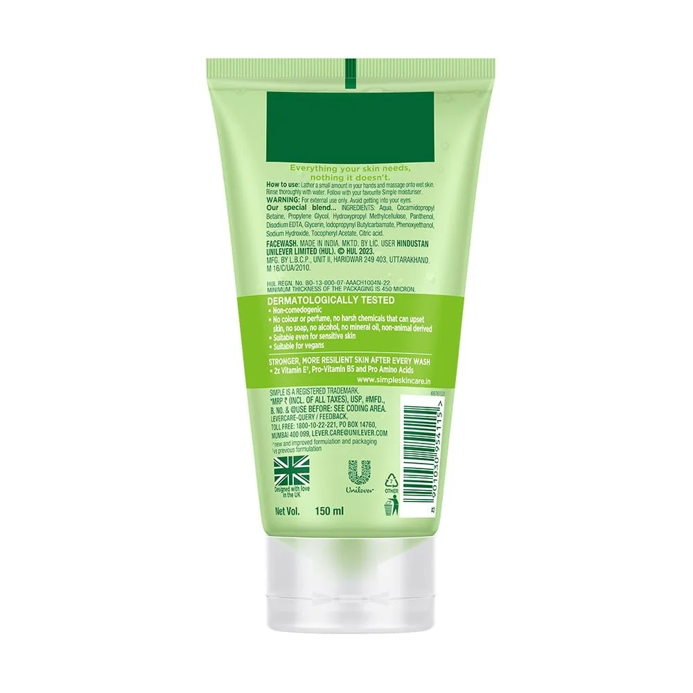 Гель для вмивання Simple Gentle Skin Refreshing для чутливої шкіри, без мила, 150 мл, фото №8