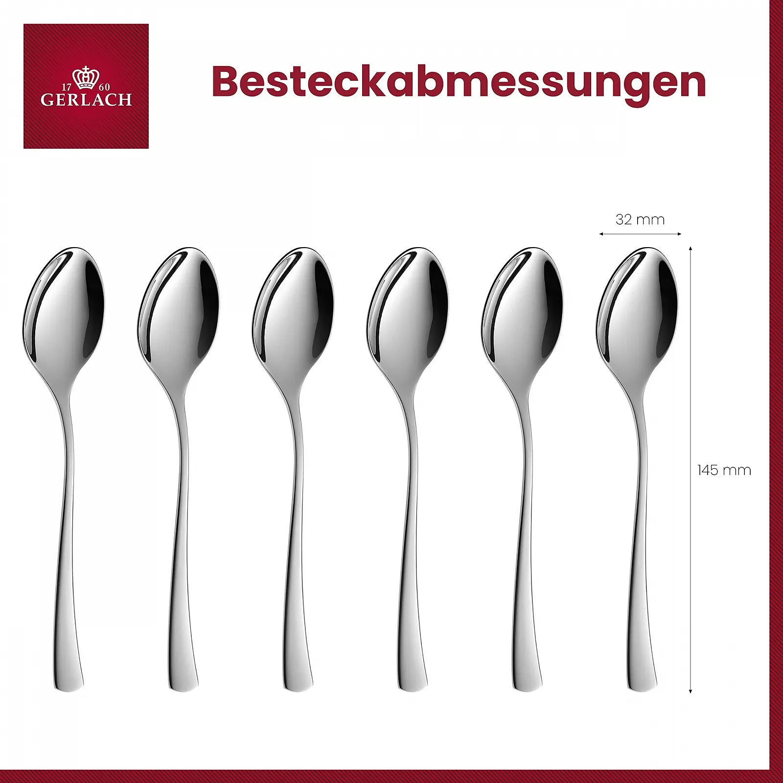 Ложка чайна Gerlach Tunea 6 шт, нержавіюча сталь, фото №3 Ложка чайна Gerlach Tunea 6 шт, нержавіюча сталь, фото №3