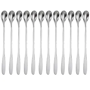 Десертна ложка з нержавіючої сталі, набір 12 штук, 19 см, довга - Фото 1