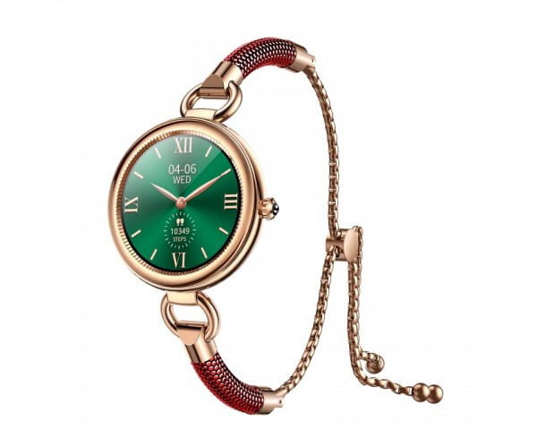 Розумний годинник Lemfo GT01 Metal Gold для жінок з вимірюванням тиску Червоний, фото №1