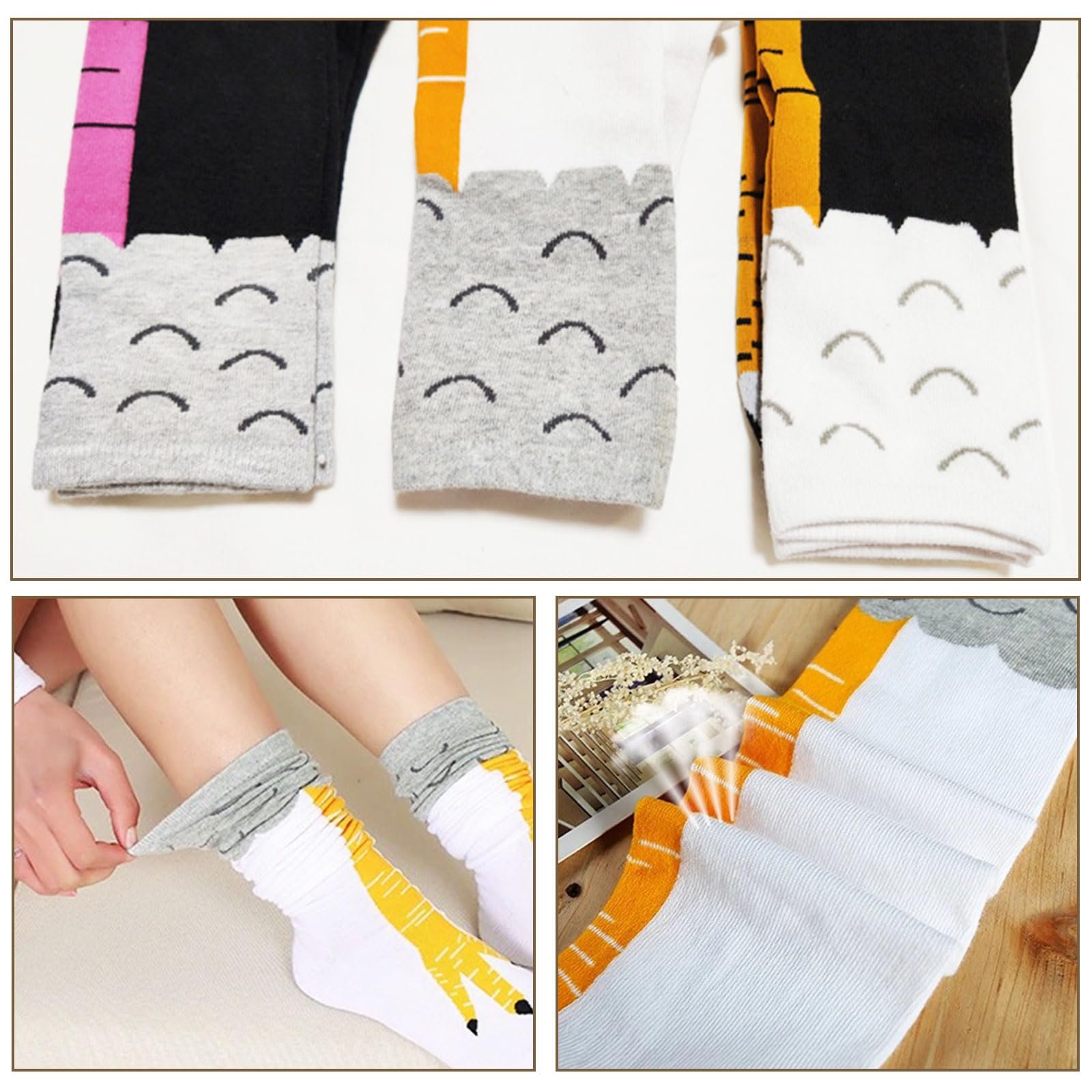 3 пары чулок "Куриные лапки", женские гольфы выше колена "Куриные лапки", мультяшные теплые зимние, фото №2