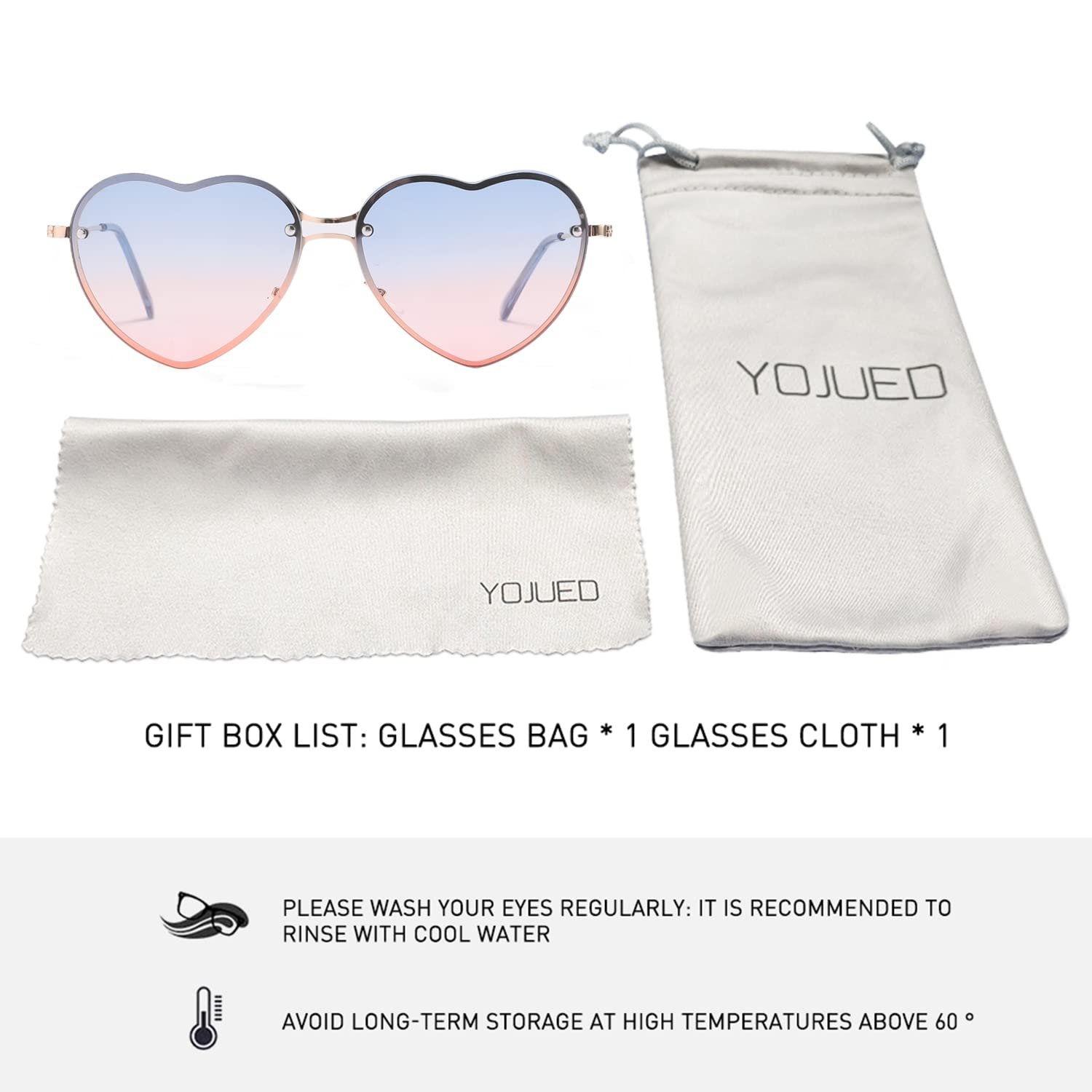 Солнцезащитные Очки YOJUED Сердце Металлическая Оправа Конфетный Цвет, фото №4