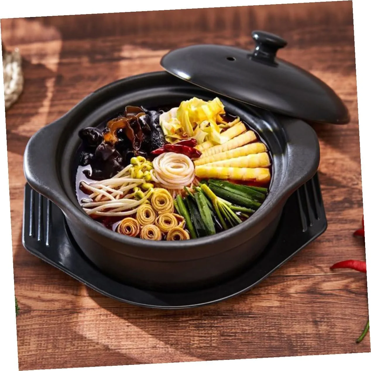 Горщик для запікання керамічний з кришкою та підставкою термостійкий, фото №9