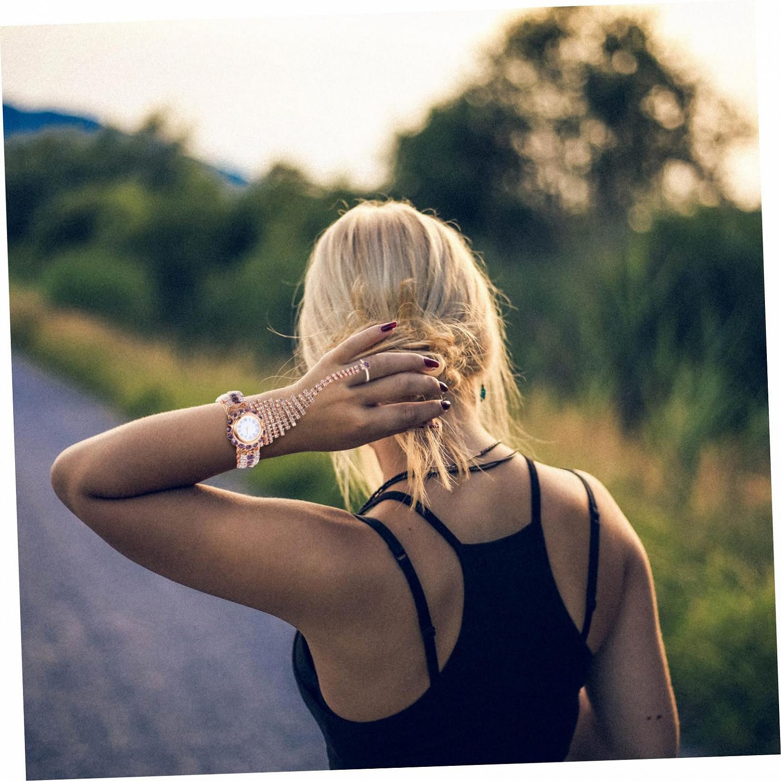 Женские часы Healvian Кварцевые с бриллиантовым набором Фиолетовый, фото №6