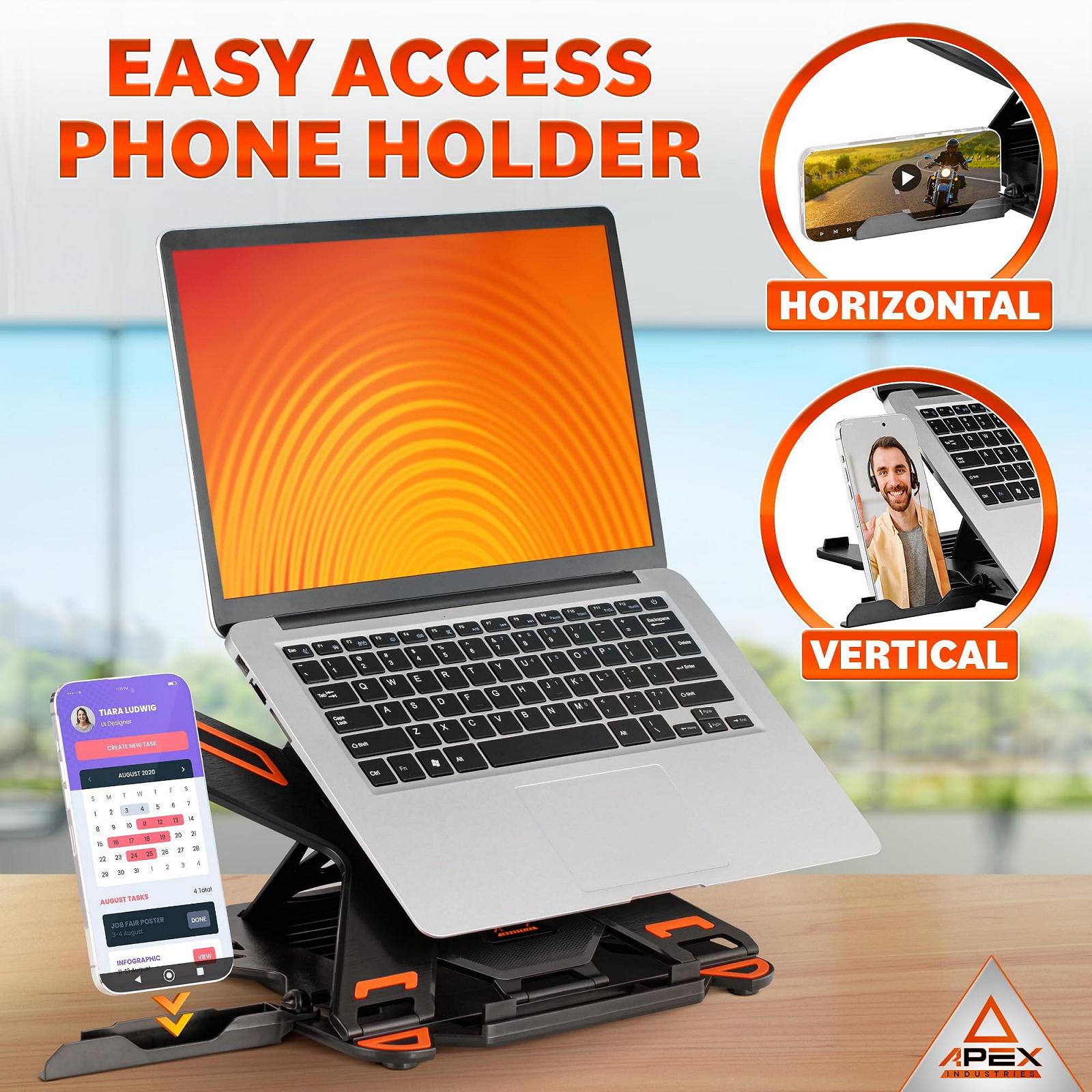 Подставка для ноутбука с держателем для телефона 360
Регулируемая подставка для ноутбука Совместима с 13"-17" ноутбуками и MacBook, фото №3