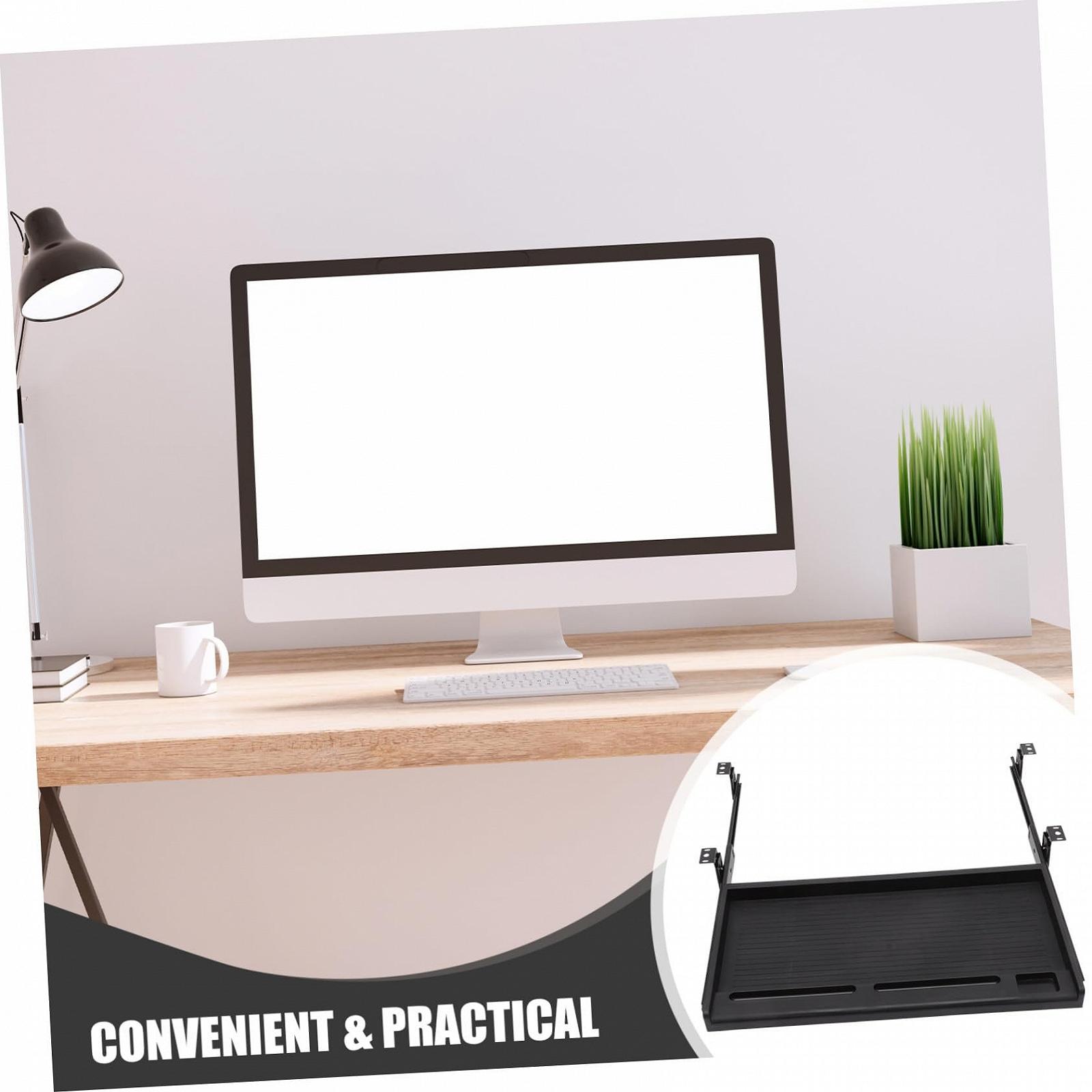 Підставка для клавіатури під стіл з висувною шухлядою, ергономічна, для економії місця, фото №5