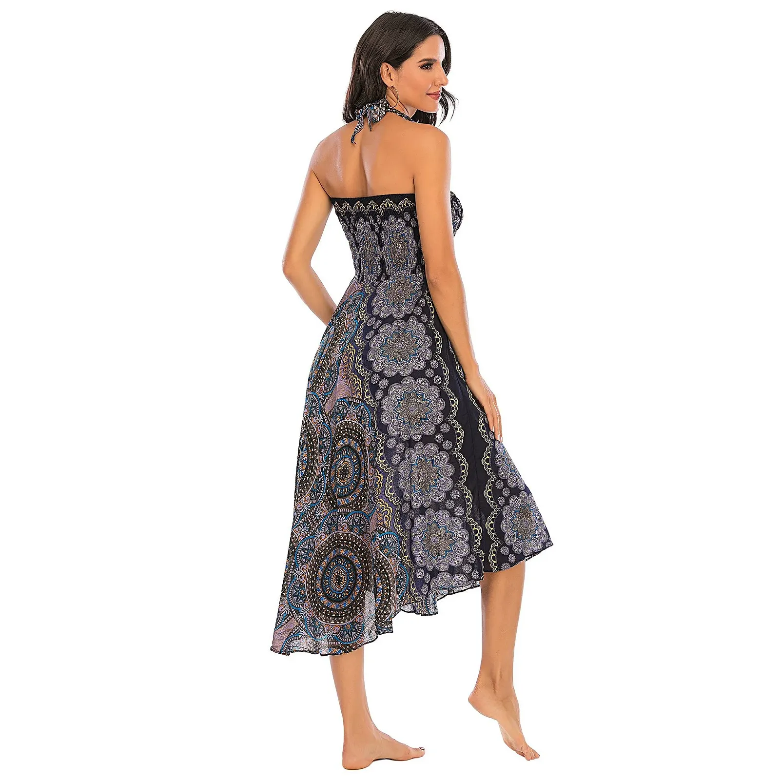 Юбка макси Kuukaas Летнее пляжное платье Женская длинная летняя юбка Женская с высокой талией Цветочный узор One Size, фото №7