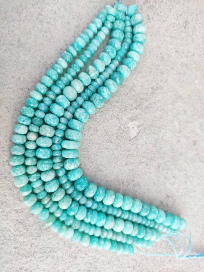 Круглые бусины Амазонит Натуральный граненые, 5.5-6 мм, нить длиной 22.86 см бусины из драгоценных камней для ожерелья браслета, фото №3