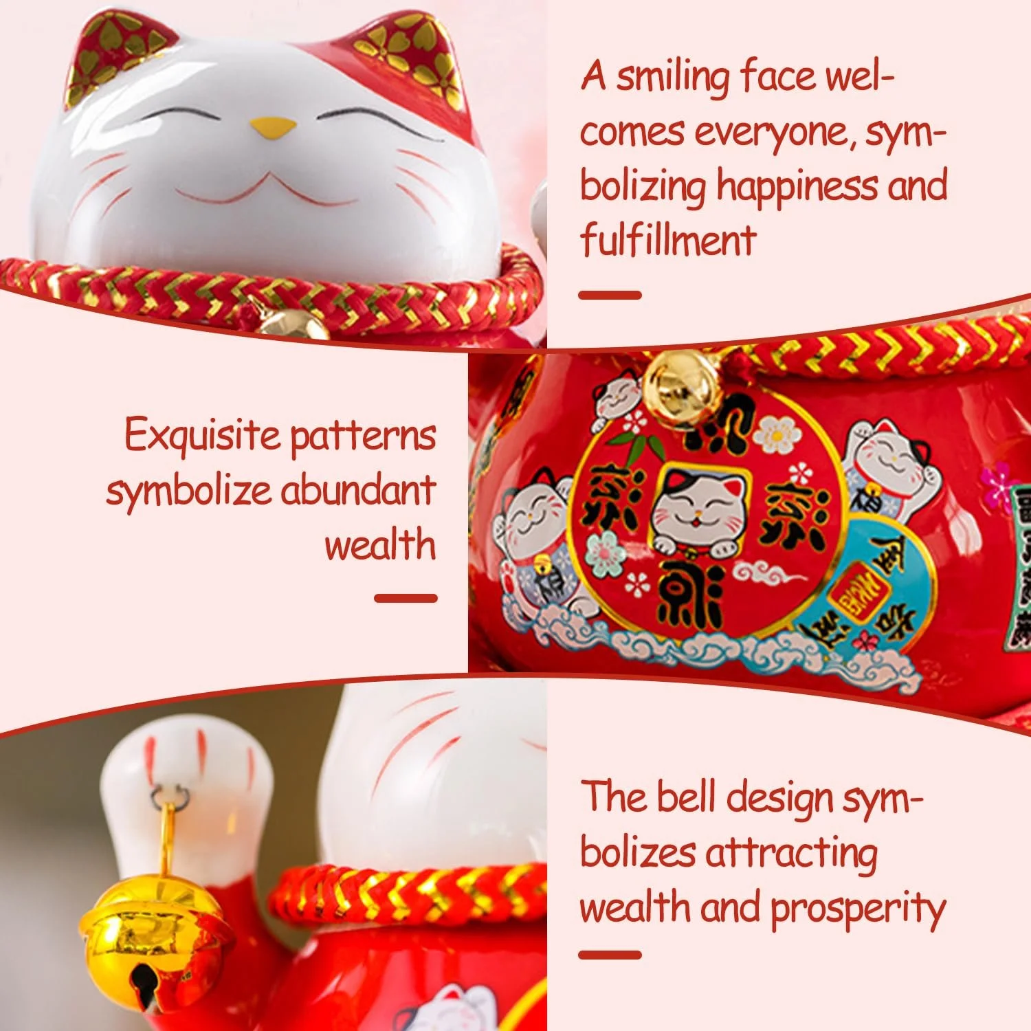 Скарбничка Lucky Cat Керамічна 4,5 дюйма Помаранчева, фото №4