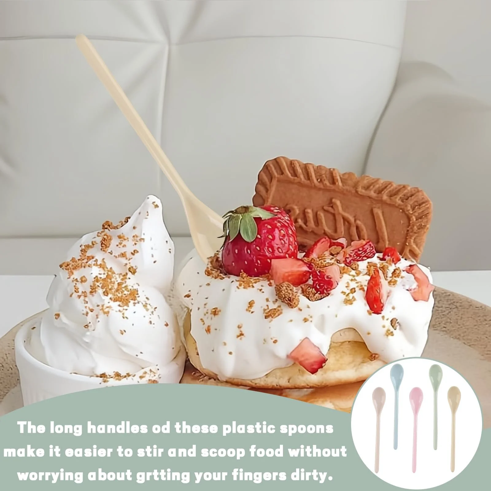 Ложки Пластикові Довгі Набір 5 штук Різнокольорові, фото №7