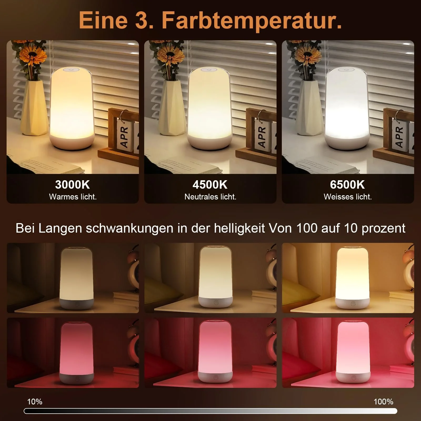 Приліжкова лампа FRIDEKO HOME Touch Dimmable RGB LED акумуляторна бездротова, фото №6