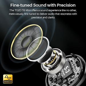 Наушники TOZO T6 Mini Bluetooth, Bluetooth 5.3, Эргономичная Внутриканальная Гарнитура, 50 Часов Воспроизведения с Беспроводным Зарядным Чехлом, EQ Регулируемый через Приложение, Водонепроницаемые IPX8, Обновленная Версия, Черный synthetic.ua - Фото 1