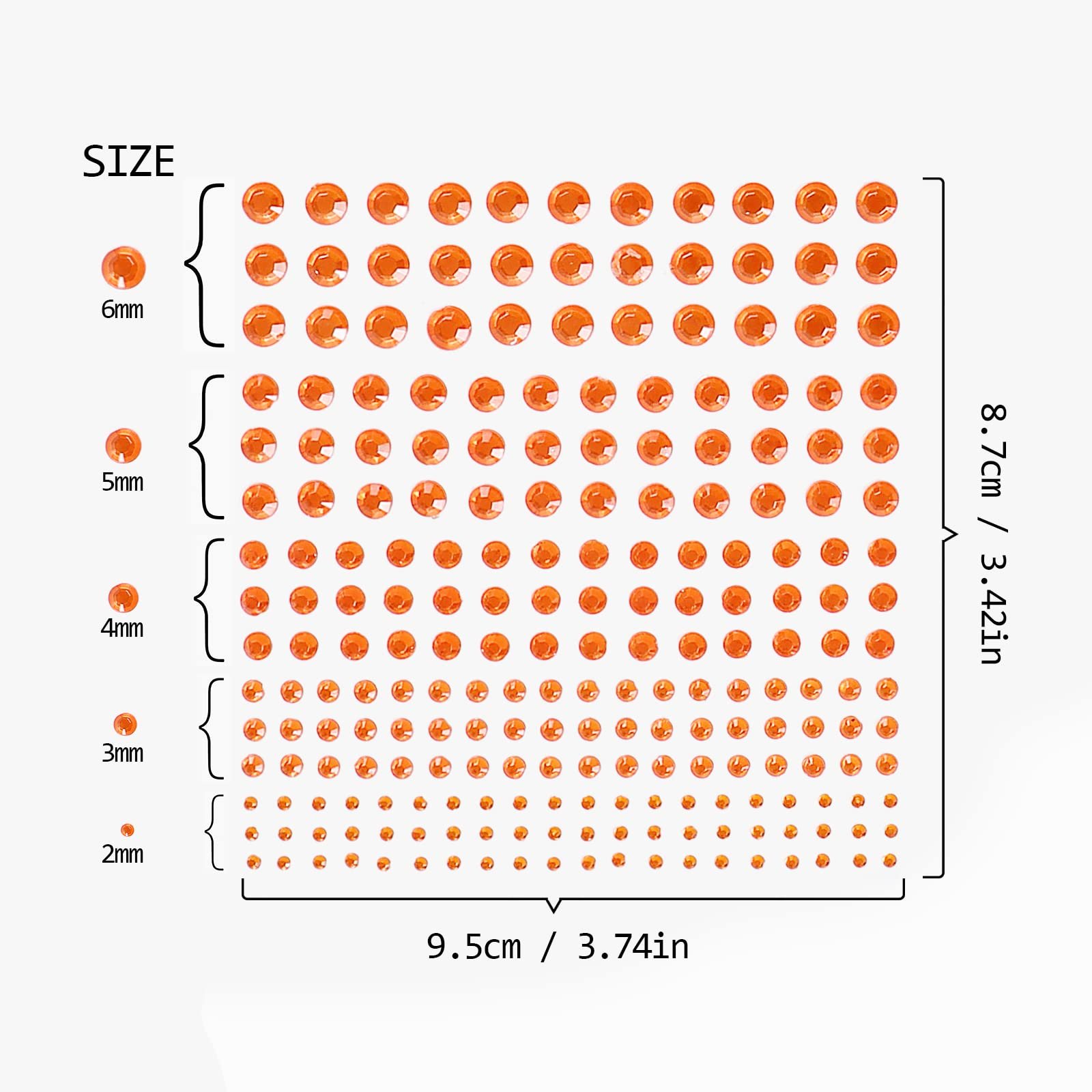 Самоклеящиеся блестящие камни AiQInu, 16 цветов, 3600 штук, разные размеры 2/3/4/5/6 мм, блестящие камни для DIY поделок, открыток, лица, украшения ногтей, фото №2
