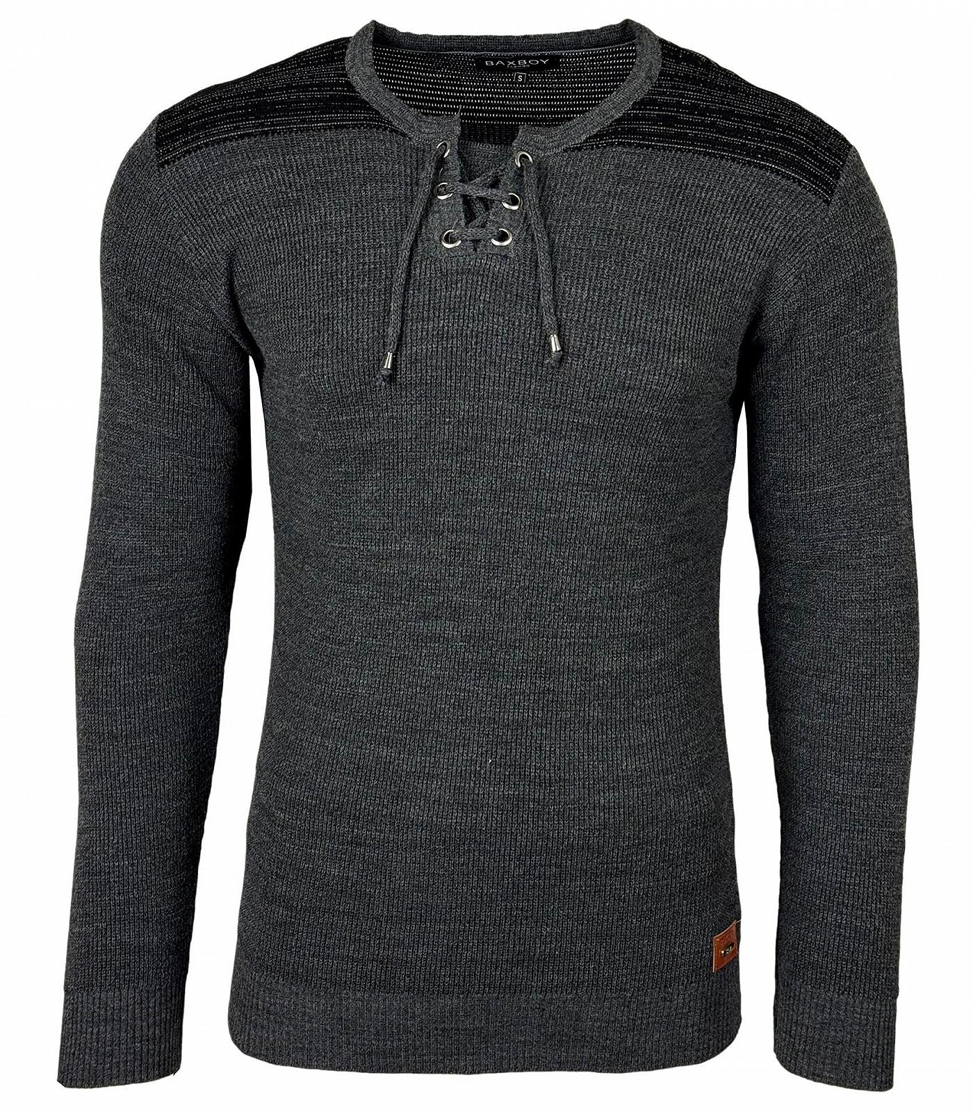 Джемпер Baxboy BB-52205 Slim Fit V-Neck В'язаний Чорний, фото №2